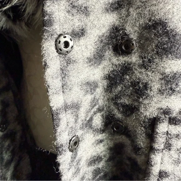 Tracy Reese New York Leopard Print Faux Fur Wool Blend Coat Size S - Picture 6 of 12